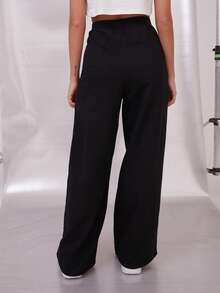 SHE(IN) BRASIL Đồ họa Khẩu hiệu Quần ống rộng - màu đen - Xem 2