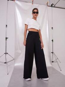 SHE(IN) BRASIL Đồ họa Khẩu hiệu Quần ống rộng - màu đen - Xem 3