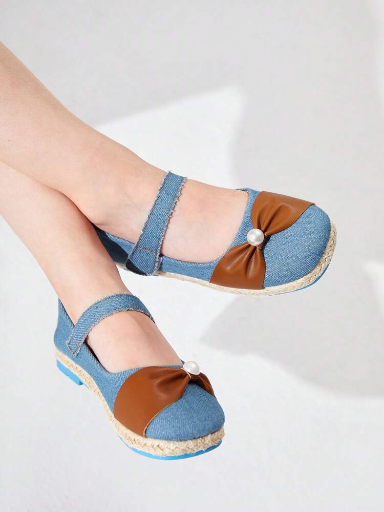 Fashionable Girls' Denim Effect Casual Comfortable Flat Shoes With Rural Style