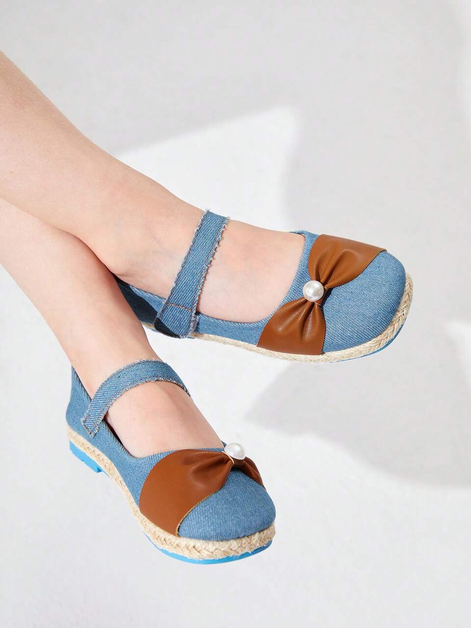 Fashionable Girls' Denim Effect Casual Comfortable Flat Shoes With Rural Style