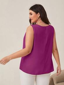 SHEIN Clasi Áo sơ mi Plus Size màu trơn Giải trí - Màu tím - Xem 2