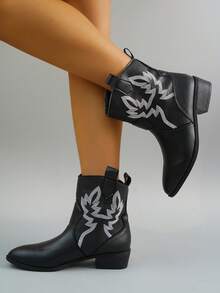 Ladies' Fashionable Western Style Black Boots, Cowboy Boots For Women - Black - View 3