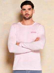 RueChic Men Letter Graphic Tee - Baby Pink - View 1