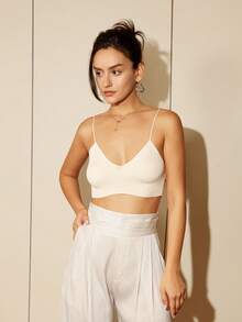 優雅口袋 拉鍊 褶皺面料純色女士長褲 - 杏色 - 查看 5