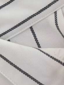Striped Print Wide Leg Pants - White - View 8