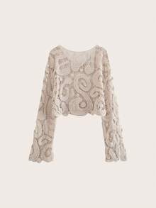 Jersey con patrón de paisley de manga con volante de croché