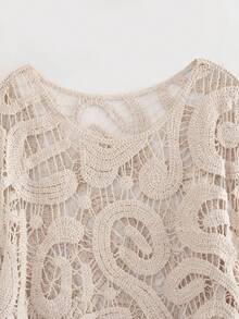 Jersey con patrón de paisley de manga con volante de croché