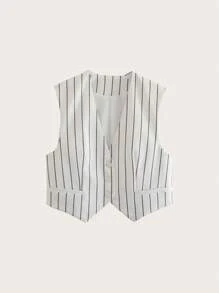 Striped Print Vest Blazer