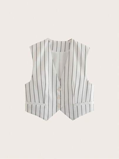 Striped Print Vest Blazer