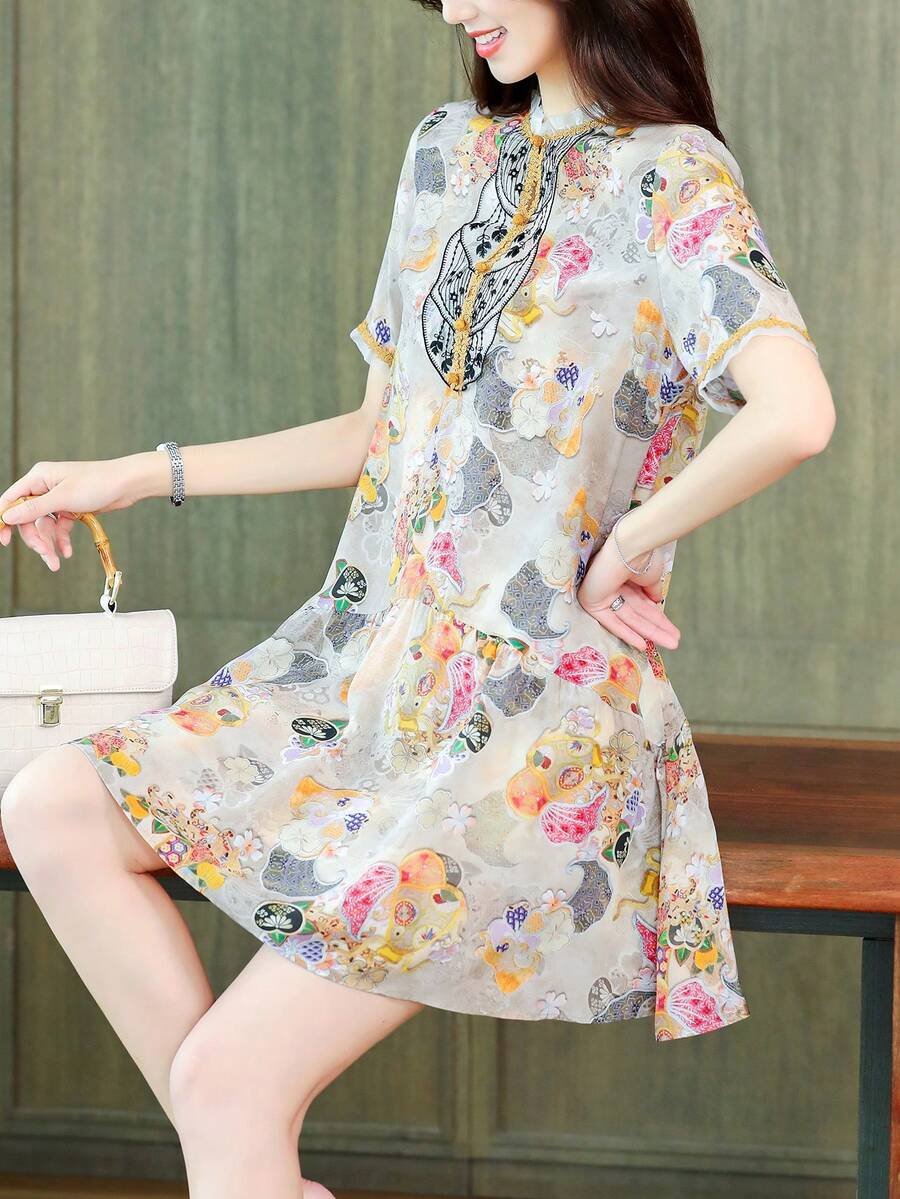 Floral Print Smock Dress