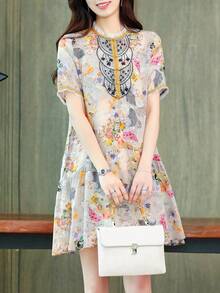 Floral Print Smock Dress