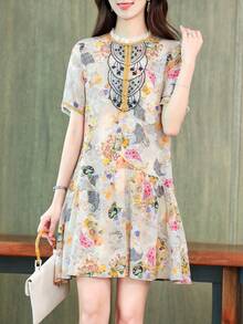 Floral Print Smock Dress