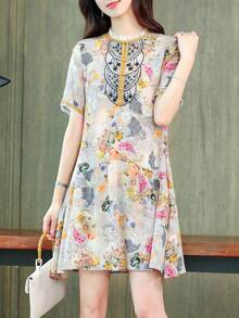 Floral Print Smock Dress