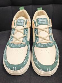 Men's Stylish Printed Pattern Color-block Sneakers - Multicolor - View 4