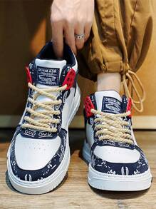 2024 New Hot Selling Holiday Explosion Model Special Offer All-Season Plus Size Men Skateboarding Shoes, Lightweight Men's Leather Upper Sports Shoes, High-Top Thick Sole Large Size Sneakers, Colorblock Platform Casual Shoes, Anti-Slip Outdoor Sports Shoes, Lace-Up Streetwear Youth Trainers, Multi-Color Combination Children School Shoes For Boys - Multicolor - View 6