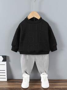 SHEIN 男小童字母圖案衛衣和衛褲 - 彩色 - 查看 1