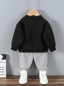 SHEIN 男小童字母圖案衛衣和衛褲 - 彩色 - 查看 2