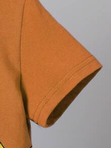 SHEIN 男小童老虎印花T恤和短褲 - 棕色 - 查看 4