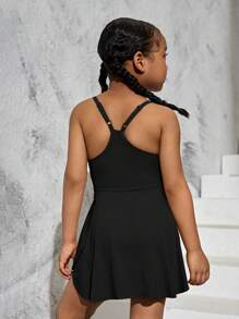 SHEIN Young Girl Solid Sports Dress With Phone Pocket