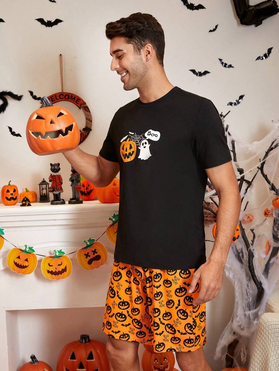 Hombres Conjunto de pijama con estampado de halloween - Multicolor - Ver 1