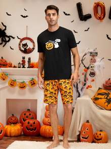 Hombres Conjunto de pijama con estampado de halloween - Multicolor - Ver 6