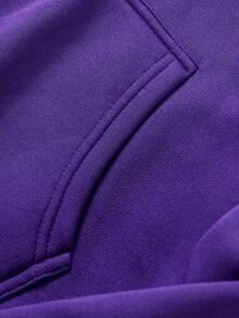 Manfinity Homme Nam Đồ họa Chữ cái Túi kangaroo Dây rút Lót nhiệt Hoodie - Màu tím - Xem 6