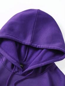 Manfinity Homme Nam Đồ họa Chữ cái Túi kangaroo Dây rút Lót nhiệt Hoodie - Màu tím - Xem 7