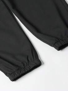 Manfinity Lỏng lẻo phù hợp Nam Quần thể thao Với In thư Và Eo dây rút - màu đen - Xem 5