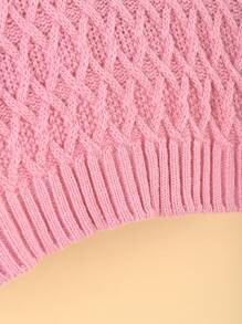 SHEIN Tween Girl Turtleneck Drop Shoulder Sweater - Pink - View 4