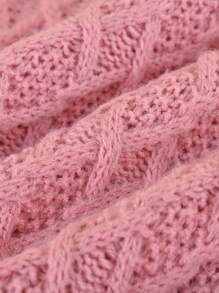 SHEIN Tween Girl Turtleneck Drop Shoulder Sweater - Pink - View 6