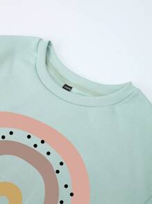 INAWLY 字母爱心印花保暖套头衫，适合冬季毕业、返校、毕业典礼、教师节等场合，女士款，秋季返校季必备 - 薄荷綠 - 查看 7