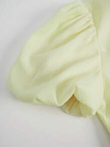 SHEIN Unity Vestido de cuello con fruncido de manga farol bajo con fruncido - Amarillo - Ver 7