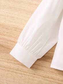 SHEIN Young Girl Contrast Lace Statement Collar Button Front Shirt