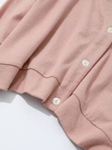 DAZY 落肩袖前紐扣運動衫 - 珊瑚粉 - 查看 4
