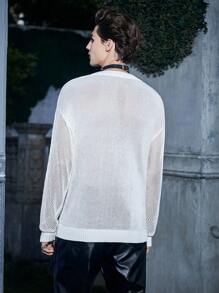 Manfinity EMRG Men Halloween Skull Pattern Pointelle Knit Top - Apricot - View 2