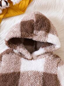 Đứa bé gái Họa tiết kẻ sọc trâu Teddy Hoodie & Quần - Nhiều màu - Xem 3