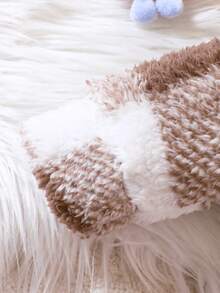 Đứa bé gái Họa tiết kẻ sọc trâu Teddy Hoodie & Quần - Nhiều màu - Xem 5