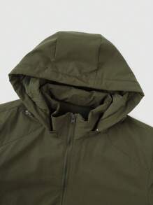 Manfinity Homme Veste D'hiver À Capuche Avec Fermeture Éclair Pour Hommes, Coupe Ample, Impression De Lettre