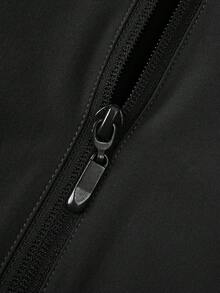 Manfinity Homme Jachetă bărbătească cu glugă, imprimeu cu slogan și șnur de strângere, jachetă de exterior cu guler lung - Negru - Vizualizare 6
