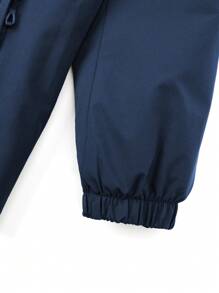 Manfinity Homme Men Letter Graphic Zip Up Hooded Padded Coat - Black - View 3