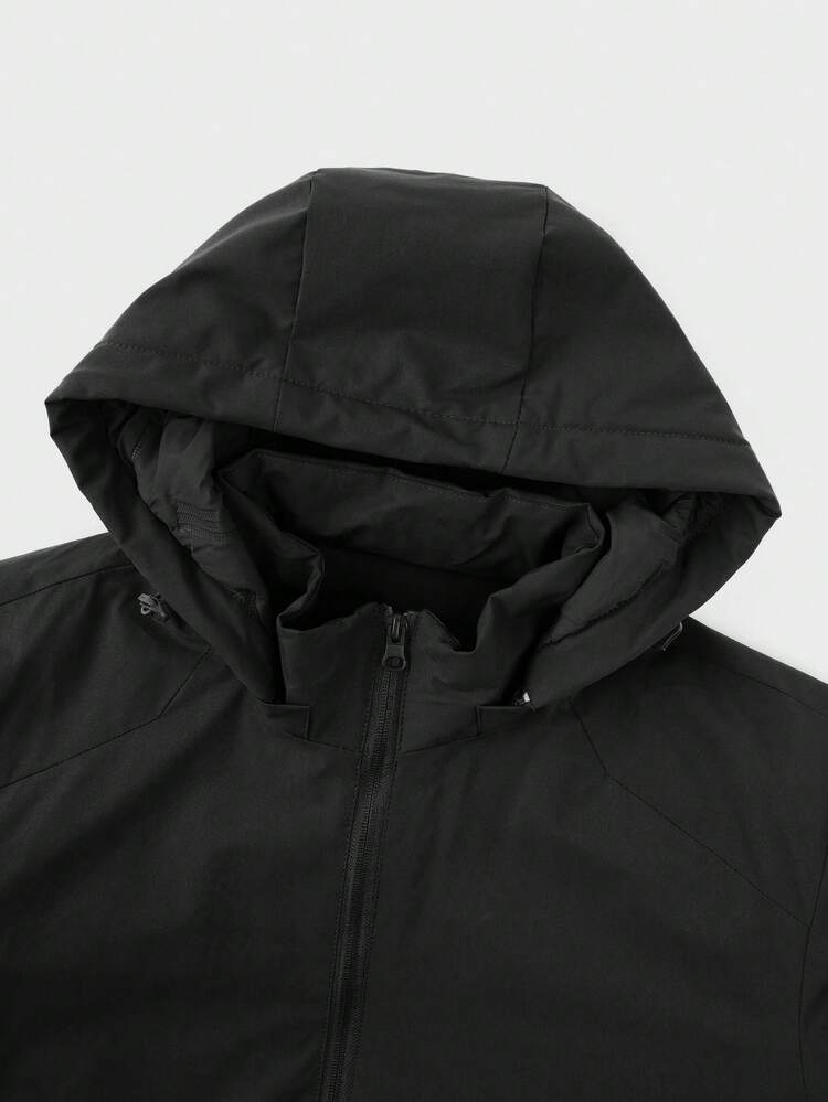 Men Bird Pattern Hooded Padded Coat