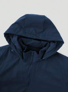 Manfinity Homme Men Letter Graphic Zip Up Hooded Padded Coat - Black - View 4