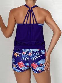 SHEIN Swim 熱帶印花短褲比基尼