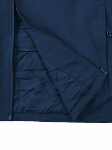 Manfinity Homme Men Letter Graphic Zip Up Hooded Padded Coat - Black - View 6