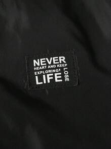 GENTILAND Áo khoác bomber nam oversized có khóa kéo vá khẩu hiệu - màu đen - Xem 4