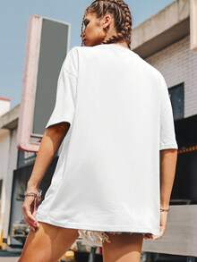 SHEIN Coolane 休閒車 字母女士T恤 - 白色 - 查看 2