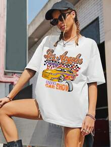 SHEIN Coolane 休閒車 字母女士T恤 - 白色 - 查看 3