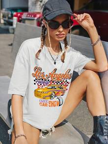 SHEIN Coolane 休閒車 字母女士T恤 - 白色 - 查看 4