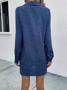 SHEIN LUNE Solid Tunic Dress - Blue - View 2