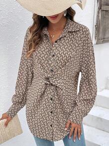 SHEIN Frenchy Chemise Imprimé À Nœud